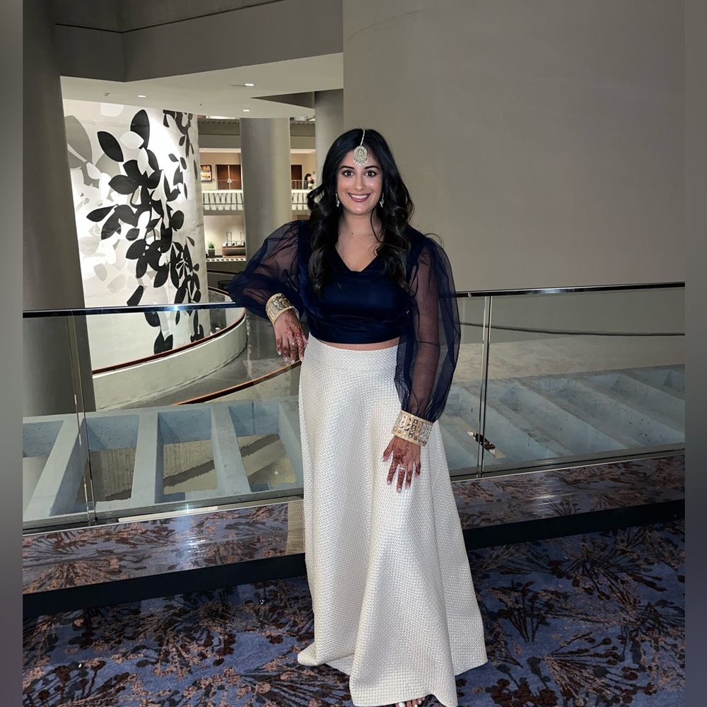 Navy Cream Indian Traditional Lehenga Outfit